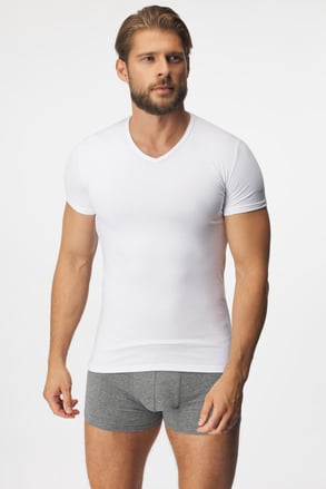 V neck férfi póló, fehér