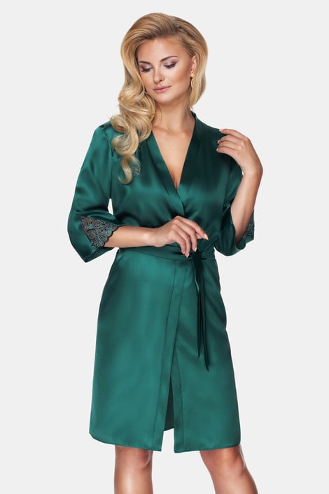 Damen-Satinmorgenrock Emerald