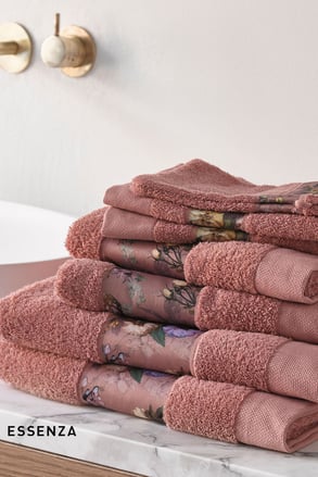 Πετσέτα μπάνιου Essenza Home Fleur σκούρο ροζ