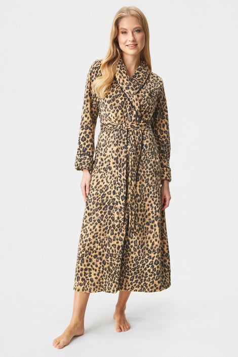 Fleecový župan Ralph Lauren Leopard dlhý