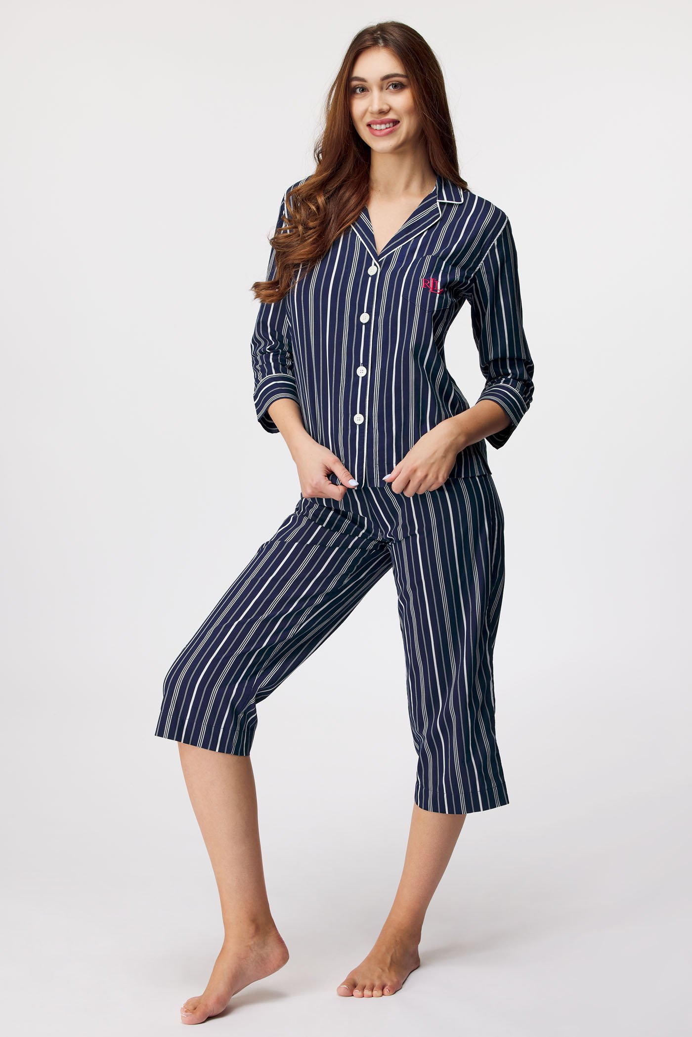 Dámské pyžamo Ralph Lauren Navy Stripe | Astratex.cz