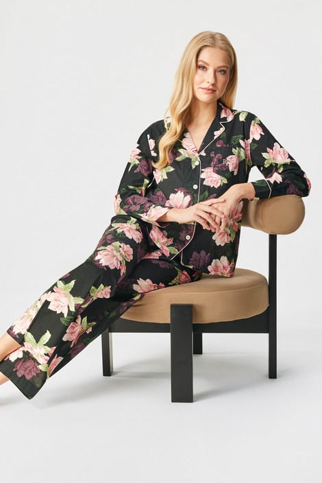 Piżama Ralph Lauren Woven Lawn Notch Collar długa