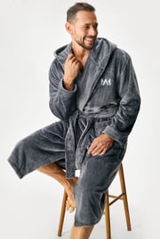 Louie meleg kapucnis köntös, hosszú