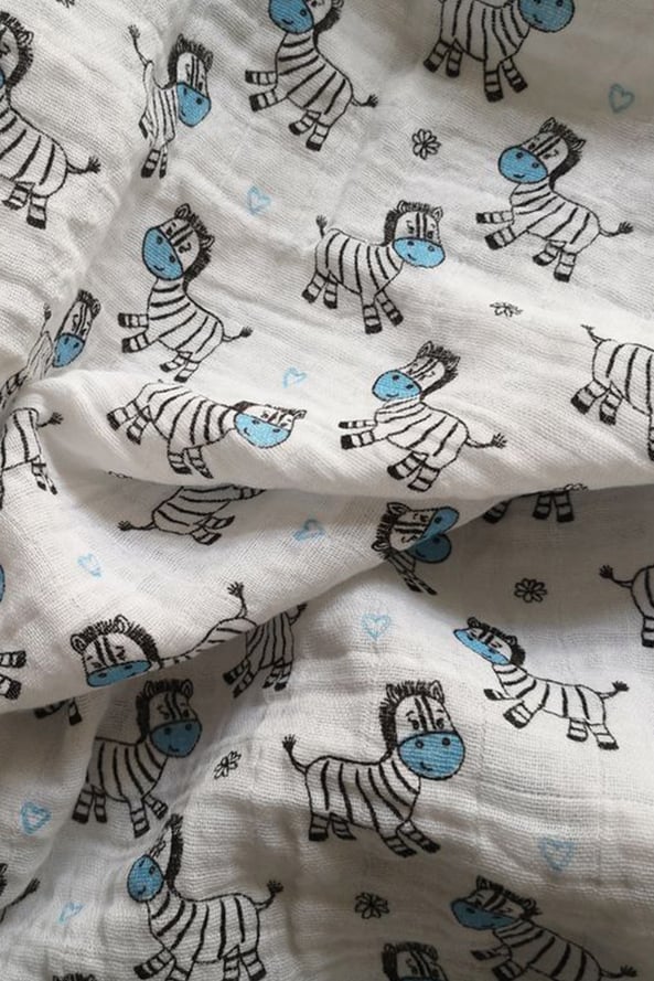 Синя бебешка пелена Zebra