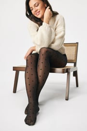 Hlačne nogavice Plus Size Polka Dot 30 DEN