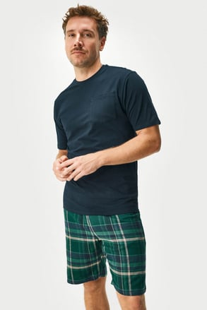 Flanelové pyžamo dlhé kocka MEN-A