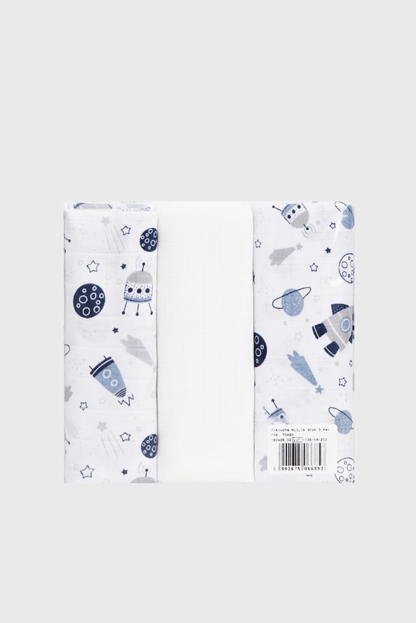 3er-PACK Kinderwindeln Muslin Weltall