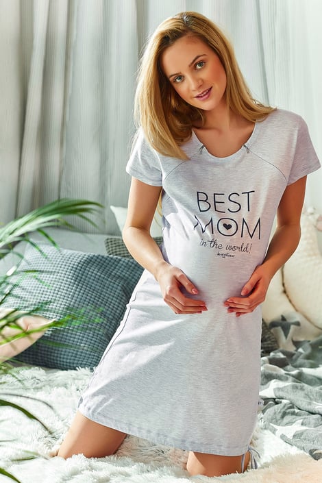 Schwangerschafts- und Still-Nachthemd Best Mom grau | Astratex.de