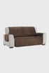 Aksamitny pokrowiec na sofę dwuosobową Velvet – brązowy Velvet2_brown_BL_01