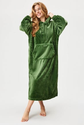 Ζεστό φόρεμα DKNY Elm Green με κουκούλα