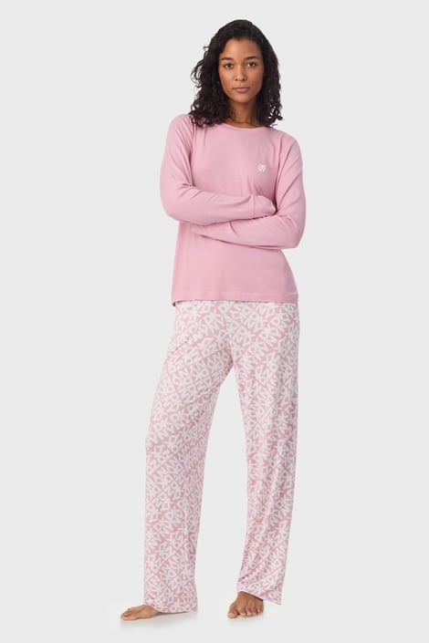 Pijama pentru femei DKNY Timeless Styles cu pantaloni lungi roz