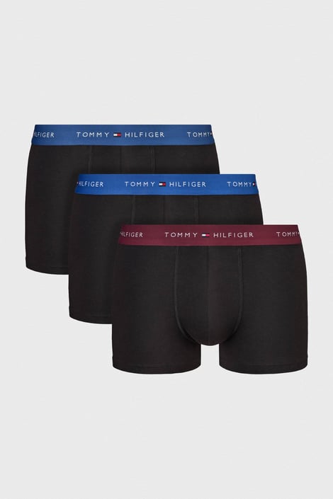 3er-PACK Baumwoll-Boxershorts Tommy Hilfiger Stretch Cotton Schwarz-Blau-Rot