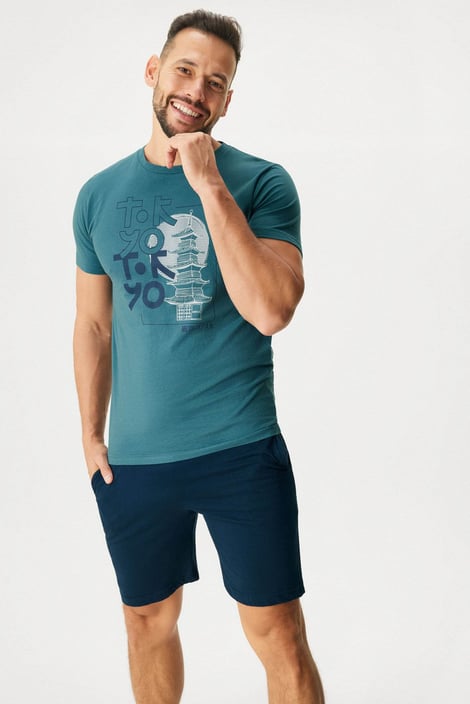 Herren-Baumwollpyjama Charlie mit kurzem Bein