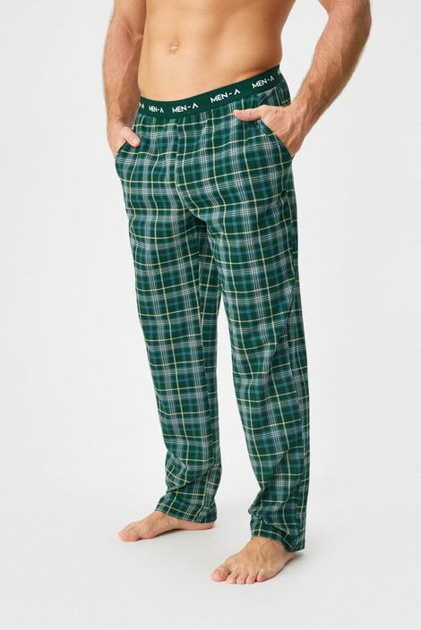 Herren-Baumwoll-Pyjamahose MEN-A Taylor Blau-Grün