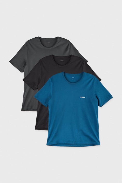 3PACK Pánské bavlněné tričko HUGO BOSS Classic černá-antracitová-tmavě modrá