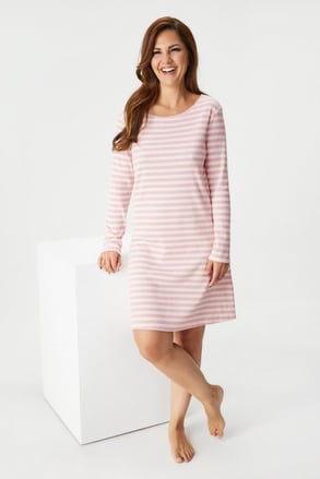 Bawełniana damska koszula nocna Timeless Stripe krótka