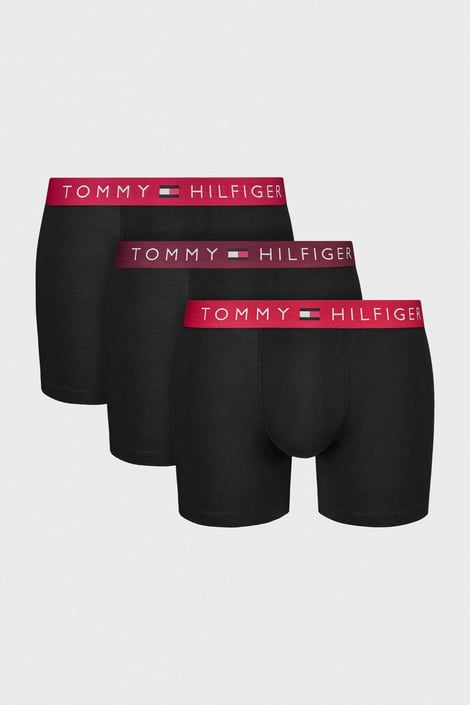 3er-PACK Baumwoll-Boxershorts Tommy Hilfiger WB II Schwarz-Rot