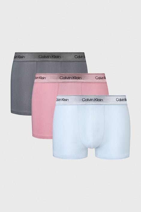3PACK boxeri de bumbac Calvin Klein Icon Cotton Stretch Metalic albastru -roz