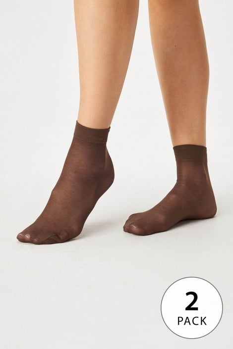 2PACK Nylonowe skarpetki Easy krótkie 40 DEN kawowy