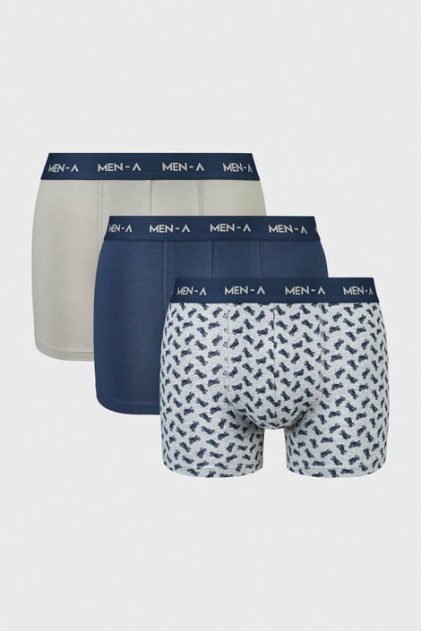 3PACK Bavlněné boxerky MEN-A Jimmy modrá-béžová