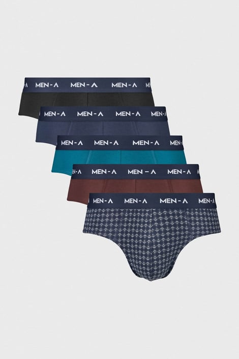 5PACK Bavlněné slipy MEN-A Marco královská modrá-černá