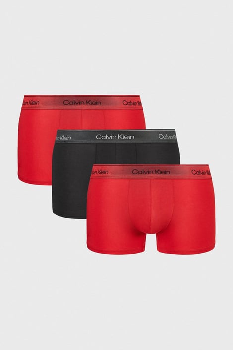 3PACK Bokserki bawełniane Calvin Klein Icon Cotton Stretch Metalic czarny-czerwony