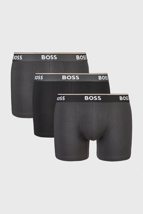 3PACK katoenen boxershorts BOSS Power zwart-grafiet