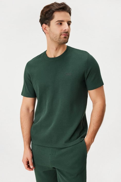 Tricou din bumbac pentru bărbați BOSS Waffle verde mușchi