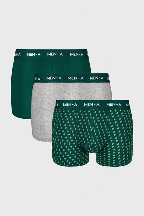 3PACK Bavlněné boxerky MEN-A Gary šedá-zelená