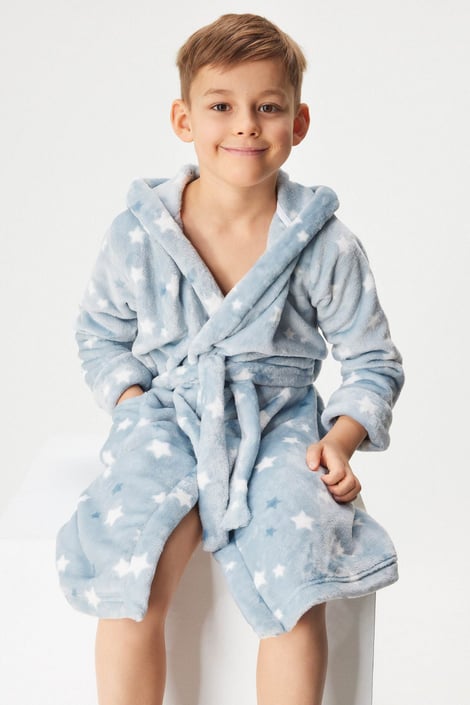 Halat călduros cu glugă White and Blue Stars pentru copii
