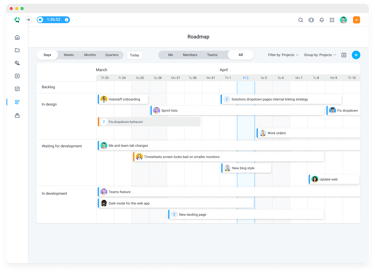Roadmap tool in Hubstaff Tasks