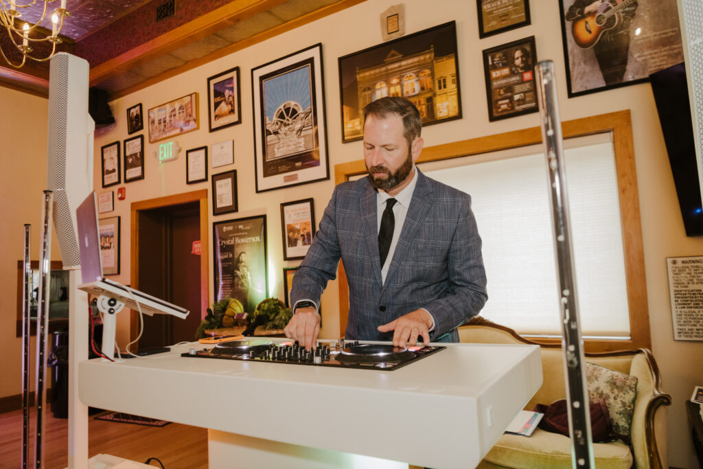 Couple celebrating at their Firefly Entertainment wedding reception