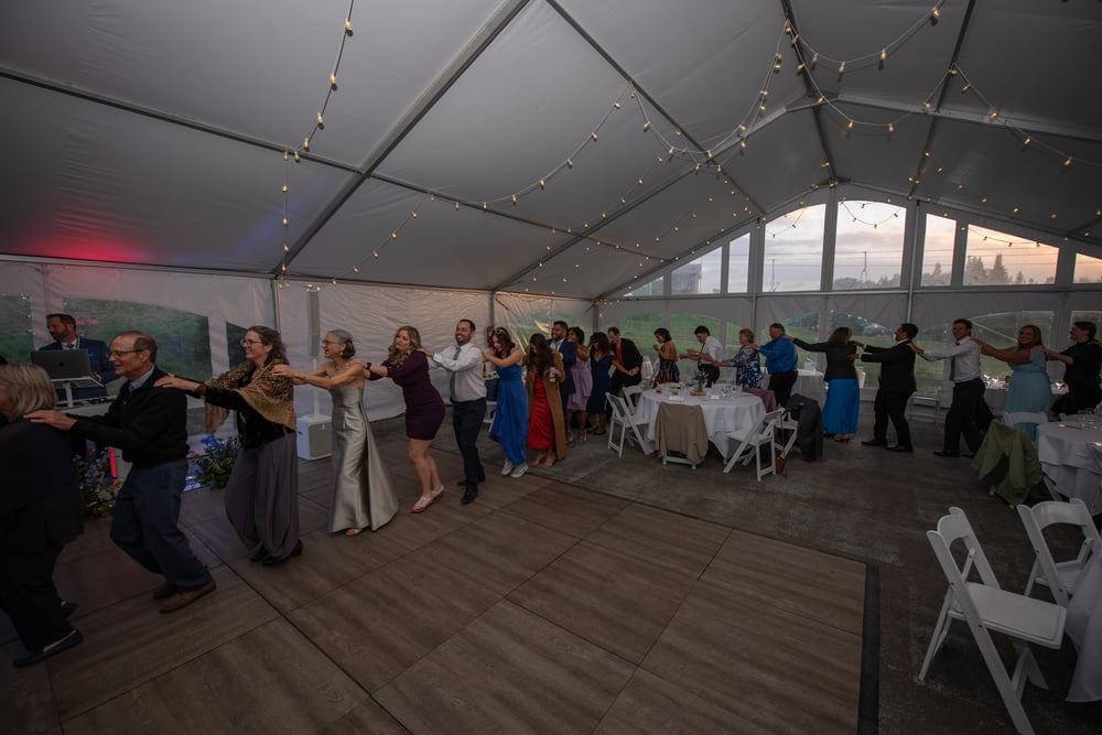 Full reception dance floor at a Crested Butte wedding — Photo: Danica Bona / Sweet Tea Studios