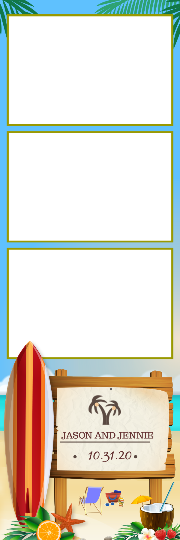 Surfboard & Coconuts 2x6 strip template