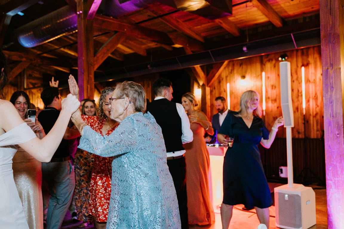 Orchard River View barn wedding reception dance floor