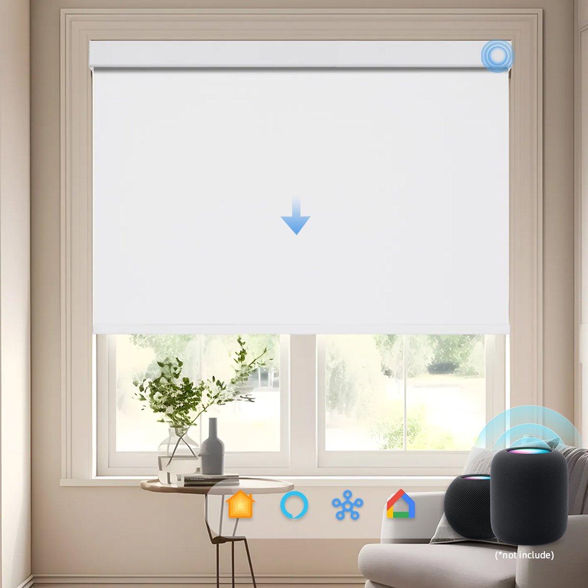 Motorized Blackout Roller Shades (Custom Size)