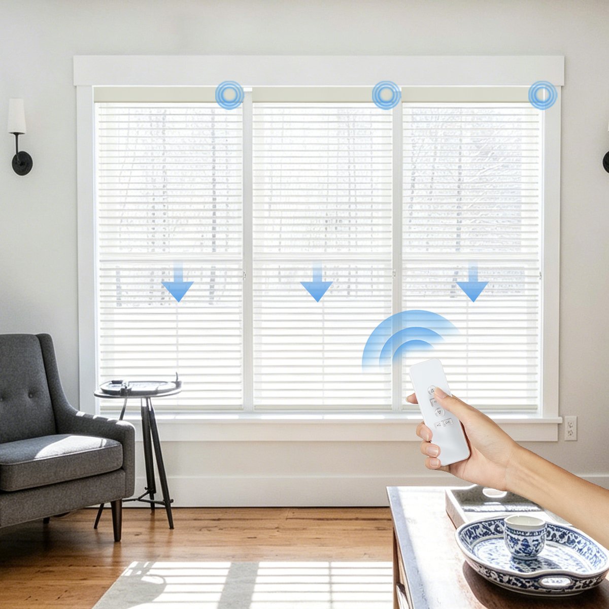 A-OK Motorized Linen Shangri-La Sheer Shades