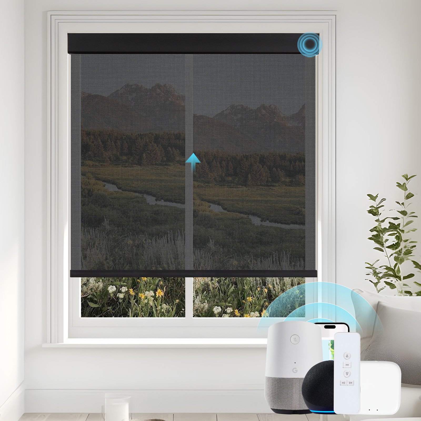 A-OK Motorized Solar Shades with 1%/3%/5% Openness