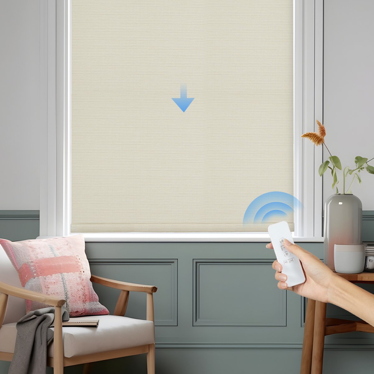 Motorized Texture Fabric Blackout Roller Shades