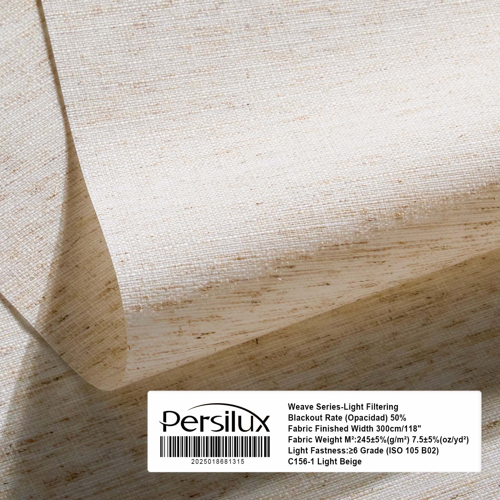 C156-1 light filtering linen fabric in Summerland Light Beige