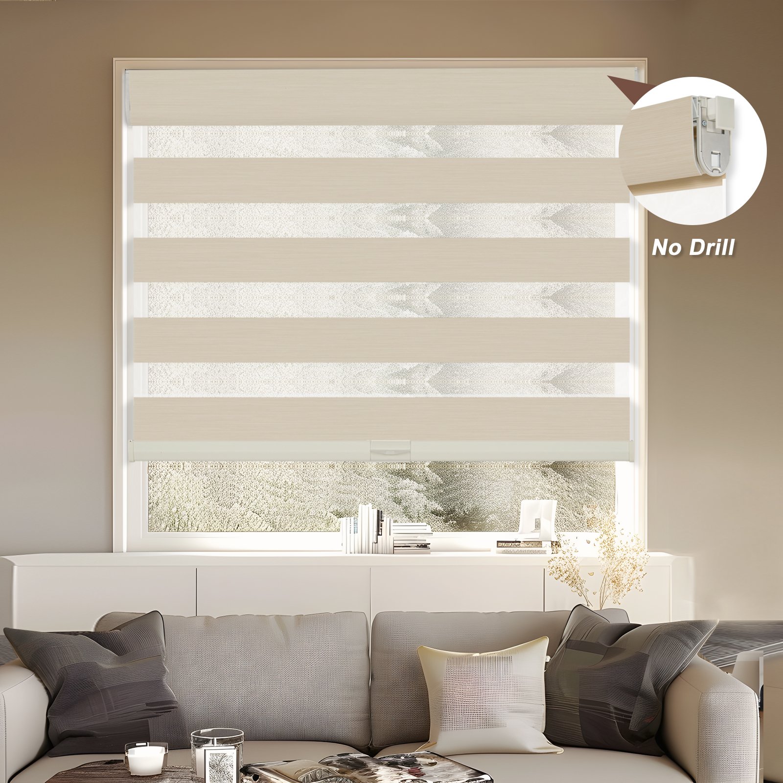 No Drill No Tools Double-layer Zebra Shades