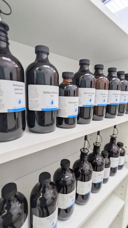 Tincture bottles and squat rack