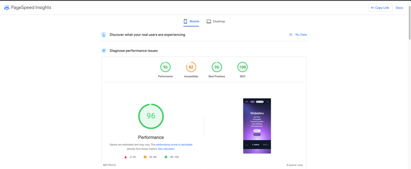 page speed test