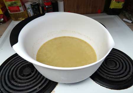 The cannabutter will have hardened overnight in the fridge, and the color will be lighter