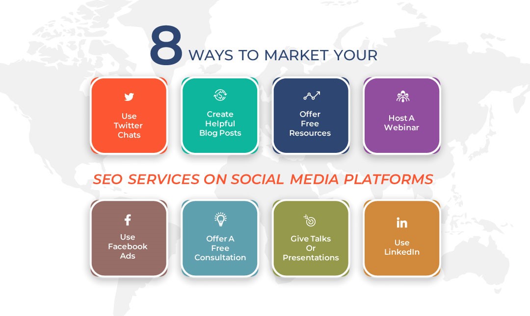 This image illustrates the top 8 tips to advertise your SEO services on social media forums.