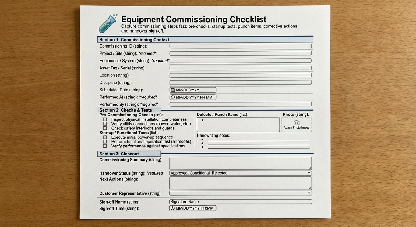 Equipment Commissioning Checklist