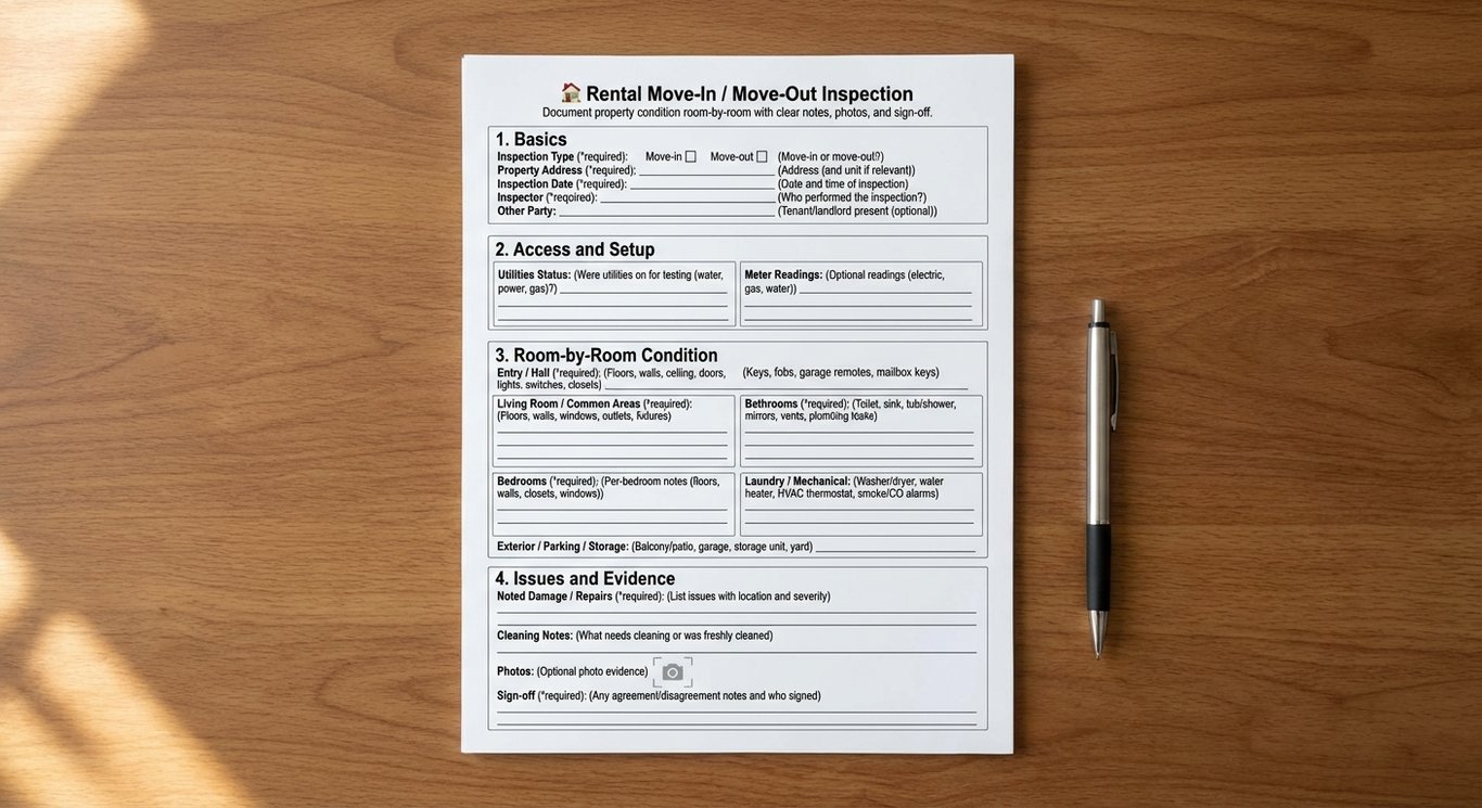 Rental Move-In / Move-Out Inspection (Room-by-Room)