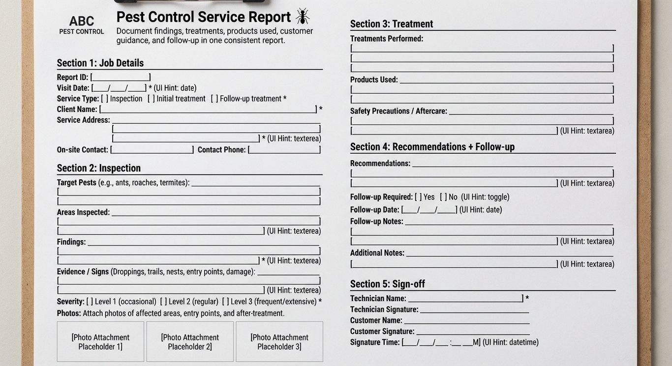Pest Control Service Report