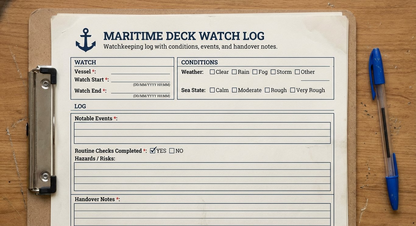 Maritime Deck Watch Log