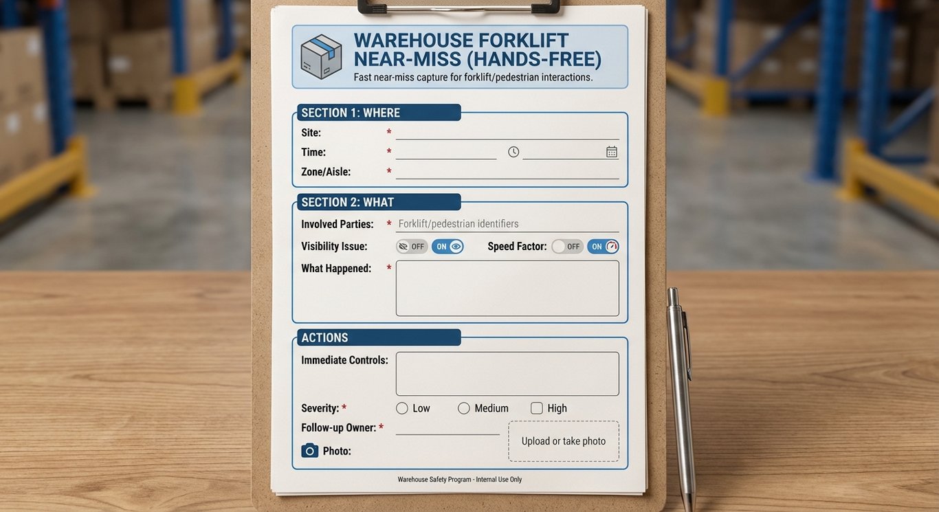 Warehouse Forklift Near-Miss (Hands-Free)